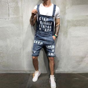 JAYCOSIN nouvelle mode hommes trou jean combinaisons Shorts été Streetwear en détresse Denim salopette pour homme jarretelle Pant284z