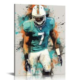 Jaylen Waddle Signed Room Room Astom Aesthetic Gym Canvas Print.-style