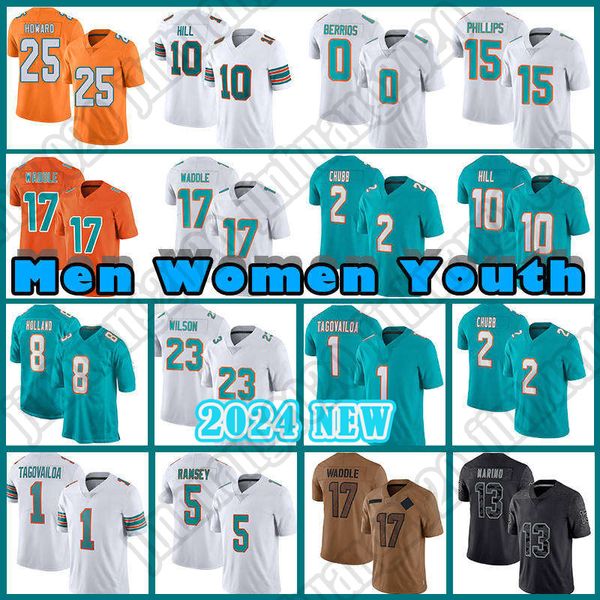 Maillot de football Jaylen Waddle Tua Tagovailoa Dan Marino Miamis Tyreek Hill Dolphines Jeff Wilson Jr. Jalen Ramsey Braxton Berrios Jaelan Phillips Xavien Chubb e1