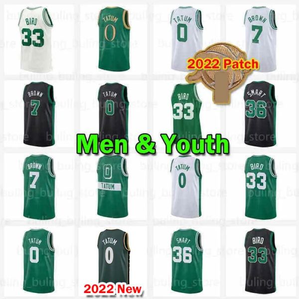 Jayson Tatum Basketball Jersey Jaylen Brown Marcus Smart Jerseys 7 0 33 36 Hombres Niños Jóvenes Larry Bird Verde Blanco 2022 2023