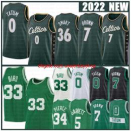 Jayson Tatum Jaylen Brown Basketball Jerseys Marcus Smart Kevin Garnett Paul Pierce Ray Allen Blanc 2022 2023 City Green Edition Jersey 0 7