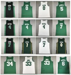 Jayson Tatum Jaylen Brown Celtices Basketball Jersey Jrue Holiday BILL 6 RUSSELL LARRY 33 BIRD Kevin Garnett Paul Pierce Mitchell nes