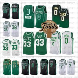 Jayson Tatum Larry Bird Basketball Maillots 33 0 Jaylen Brown Hommes Vert Noir Blanc Jeunesse