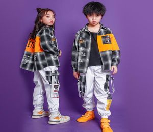 Jazzdanskostuums Kinderen Hip Hop Dans Straatkleding Kinderen Plaid shirt Joggerbroek Jongens Stage Performance Slijtage Pakken5968037