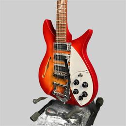 Guitare électrique jazz en stock, guitare électrique Ricken 325, Cherry Red 34 pouces, personnalisable, livraison gratuite