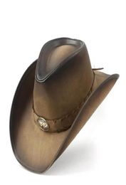 Chapeau de jazz 36 Stlye 100 Men de cuir Western Cowboy Hat pour gentleman papa cowgirl sombrero hombre Caps taille 5859cm309324401695728