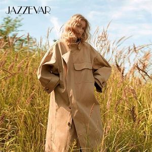 Jazzevar Spring herfst Women Casual kaki trench jas vrouwelijke losse kleding mode street oversized jassen bovenkleding 220804