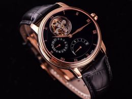 JB 6025-1542-55 herenhorloge, 42,5 mm in grootte, met CAL.25 Tourbillon-beweging, datum, voedingsweergave, dubbelzijdige Sapphire-spiegel, en 750 platina geplateerde zaak