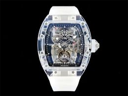 Reloj JB RM12-01 RM056 RM53-02 RM56-01 con caja de cristal de zafiro con movimiento Tourbillon estándar suizo y correa de caucho natural