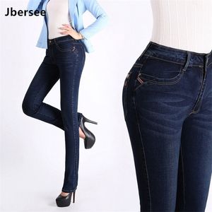 Jbersee dames jeans hoge taille plus size herfst winter denim broek stretch jeans vrouw merk jeans damesbroek yz2030 210302