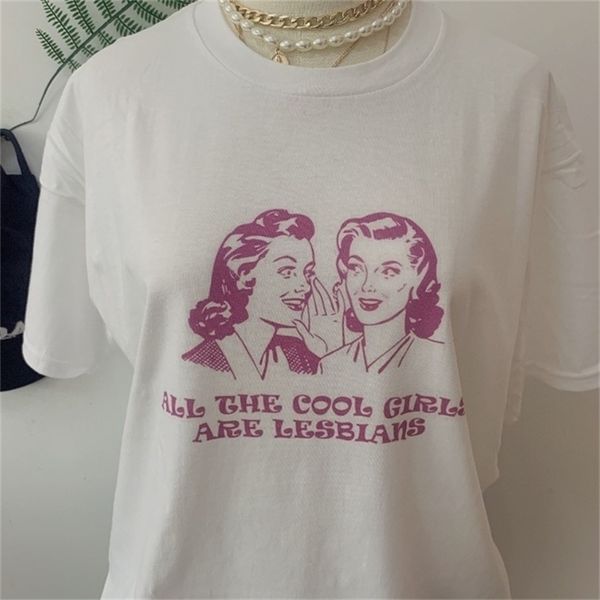JBH All Cool Girls Are Lesbians T Shirt Femmes Hommes Unisexe Drôle Graphic Tees Summer Style T Shirt Mode Tshirt Tops Outfits 210317