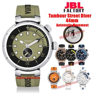 JBL Factory Horloges 44MM QBB202 Tambour Street Diver Automatisch Herenhorloge Olijfgroene Wijzerplaat Rubberen Band Heren Horloges