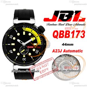 JBL Tambour Street Diver QBB173 A23J Automatisch herenhorloge Dameshorloges 44 mm DLC Stalen neon zwarte wijzerplaat Rubberen band Super Edition Reloj Hombre Puretime D4