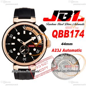JBL Tambour Street Diver QBB174 A23J Automatisch herenhorloge Dameshorloges 44 mm Roségoud Zwart Blaze Dial Rubberen band Super Edition Reloj Hombre Puretime E5