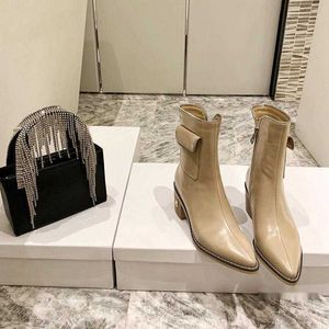 JC Jimmynessity Choo Fashion Women schoenen Echte Designer Lederen Boot Designer Highs Heel Heel Korte dikke hiel naakt laarsjes vazen martin laarzen