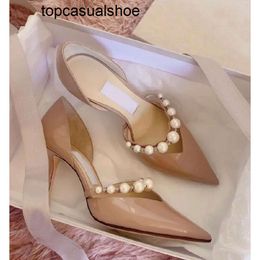 JC Jimmynessity Choo Heel High Lady Shoes Wedding Best-Kwaliteit Beelde feest Dekpompen Pumps Schoen Women High-haken Aurelie Orsay Pomp Patent Lederen Tip Sexy Ladys Shoe