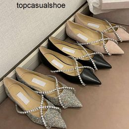 JC Jimmynessity Choo Office Brand chaussures plates chaussures talons Designer Diamond Silk Mandons pour femmes Robe Robe Robe