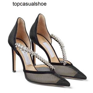 JC Jimmynessity Choo schoenen Elegant ontwerp Bee Sandalen kristal verfraaiing riem merk sexy avond puntige teen pumps lady sandalias mujer eu35-43