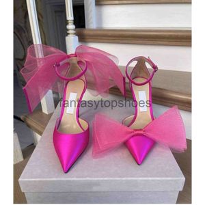 JC Jimmynessity Choo Summer Eimly Sandals schoenen sexy puntige teen luxueuze vrouwen hoge hakken mesh bows gladiator