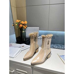 JC Jimmynessity Choo Vintage Hardware Nieuwe lederen dikke hakken Trim Side Zipper Riding Boots Cowhide Boots Pointed Dames Laarzen Designer schoenen Factory schoenen 77Lr