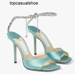 Jc jimmynessity choo femmes chaussures de designer pour sandale haute sandale sandales saeda talons sexy chaîne cristalline bracele