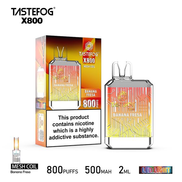 Tastefog X800 2% NC 800puffs Sabor a hielo de fresa Pod Vape Pen desechable Cigarrillo electrónico al por mayor