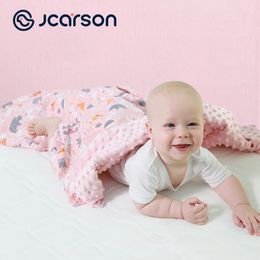 JCARSON bébé couverture épaisse emmailloter nouveau-né doux polaire solide literie coton couette lange d'emmaillotage double couche enveloppe poussette 210309