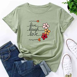 JCGO zomer katoen vrouwen t-shirt 5xl plus size schattige liefde bloemen print korte mouw grafische tee tops casual o-hals vrouwelijke t-shirt 210623