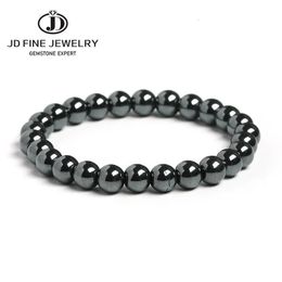 JD Bracelets en pierre d'hématite noire naturelle Men des femmes Perles magnétiques Chakra Yoga Énergie Brangles Brangles Bijoux de bracelet 240423