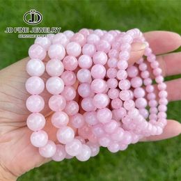 JD Natural Stone Pink Quartz Crystal Amethyst Fluorite Bouded Bracelets Femmes Sweet Reiki Guérisse Énergie Brangles Brangles Bijoux 240423