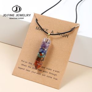 JD siete Chakras hexagrama piedra triturada colgante collar Reiki curación naturaleza piedra encantos mujeres Yoga joyería collar de cristal