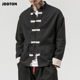 JDDTON Hommes s Kimono Ouvert Vestes Solide Survêtement Manteaux Lâche Casual Style Chinois Mâle À Manches Longues Rétro Confort Pardessus JE145 220727