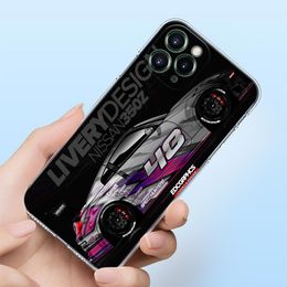 JDM Drift Tokyo Sports Car Shell Case pour iPhone 15 11 12 13 14 Pro Max Mini SE XS X 7 8 Plus Soft Transparent Back Cover Fundas