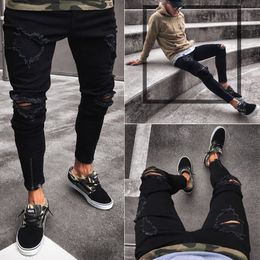 Jean Men Designer Designer Zwarte broek Casual ritssluiting Vlieg rechte gat jeans retro slanke skinny jeans modeontwerpers gescheurd heuphop lichte denimpant