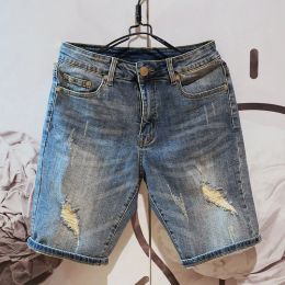 Jean Short Designer Mens trous droit jeans serrés