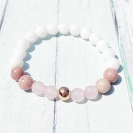 Jeaniver Fashion Design Vruchtbaarheid Godin Armband Women039 Goddelijke Liefde Spirituele Armband Shell Bead Rose Quarz Rhodoniet Brac1412396