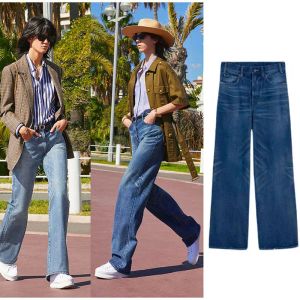 Jeans 124261 Fashion Classic Trendy Design Spring en Summer New Washed Wide Leg High Taille Jeans for Women