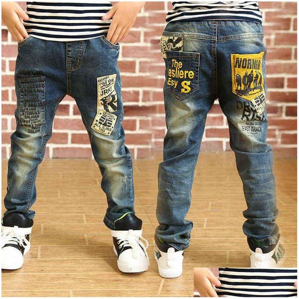 Jeans 2022 Vêtements pour enfants Pantalons pour garçons Printemps Automne Enfants 3 à 14 ans Coréen Bébé Garçon Casual Denim Pantalons longs G1220 Drop Otsfz