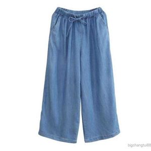 Jeans 2022 zomer herfst mode hoge taille denim wide been broek vrouwelijke losse casual trekkoord jeans broek voor vrouwen