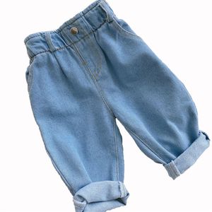 Jeans 2023 automne et hiver bébé fille vêtements garçon taille haute couleur unie réchauffer vêtements pour enfants 230609