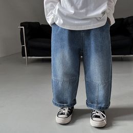 Jeans 2023 Herfst Kinderen jeans vintage patchwork rechte Broek Jongens mode allmatch casual denim broek 230830