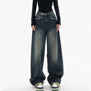Jeans 2023 Cyber Ropa Y2K vieux Vintage bleu Baggy jean pantalon pour femmes pas cher prix robe vêtements droit jambe large dame Denim pantalon