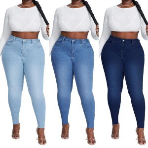 Jeans 2023 nouvelles femmes taille haute grande taille jean mode Stretch maigre Denim crayon pantalon décontracté femme pantalon XL4XL livraison directe