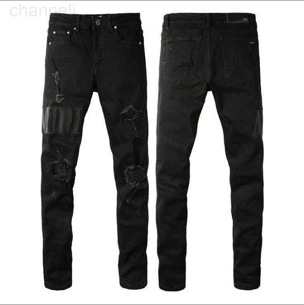 Jeans 2023new Jeans Hole Light Blue Dark Grey Italy Marca Hombre Pantalones largos Pantalones Streetwear Denim Skinny Slim Straight Biker Jean para D2 Calidad superior ### Channelj0714