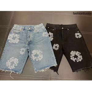 Jeans 2024 Mens Luxe Designer Shorts Men Men Jean Flower Diamond Denim Shortpants Slim Street Hip Hop