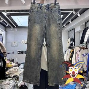 Jeans 2024 lavage des pantalons jaunes en détresse vintage masculin
