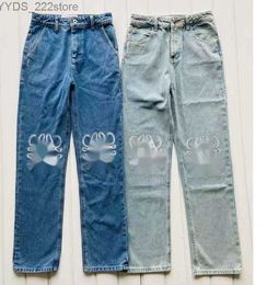 Jeans 2024Dames undefined Jeans Hoge taille opengewerkte geborduurde loewe rechte broek jeans 240304