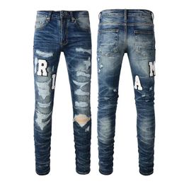 Jeans 23SS Designer Herrenjeans Hiphop Mode Reißverschluss Waschbar Buchstaben Jeans Retro Mode Herren Design Motorrad Radfahren Slim Jeans SI