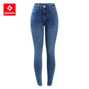 Jeans 2495 Youaxon Nieuwe EU -maat 5 Pocket Pencil jeans voor meisjes streetwear rekbare magere denim broek broek jeans voor vrouwen