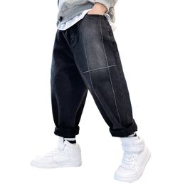 Jeans 5-14 jaar jongens denim broek Koreaanse stijl mode lente herfst katoenen losse broek tiener kinderen kinderen vrijetijdssport broek 230223